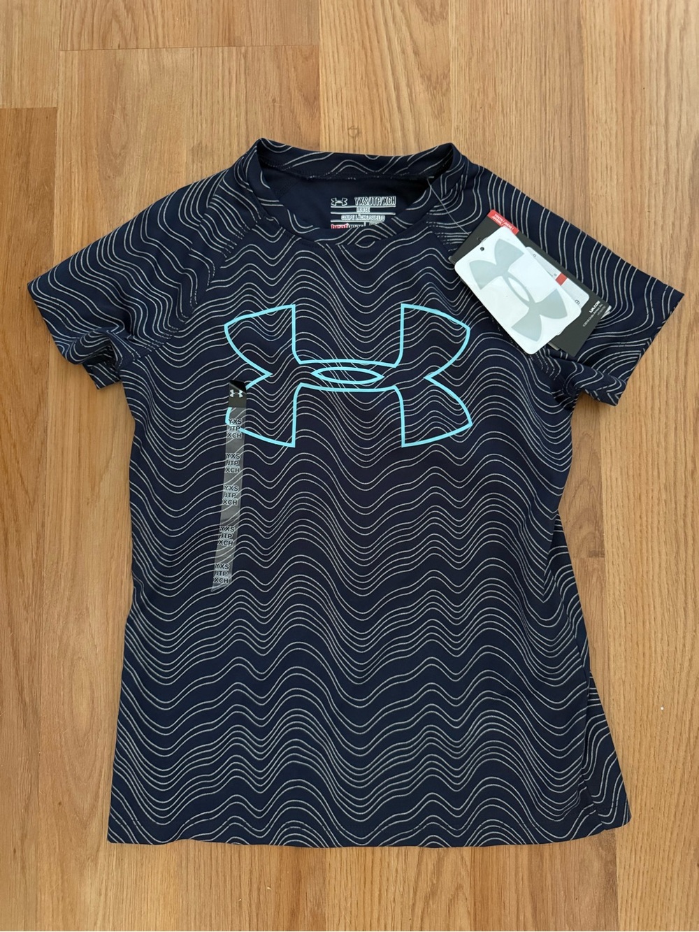 Kids Under Armour Navy & Teal Logo Tee XXS